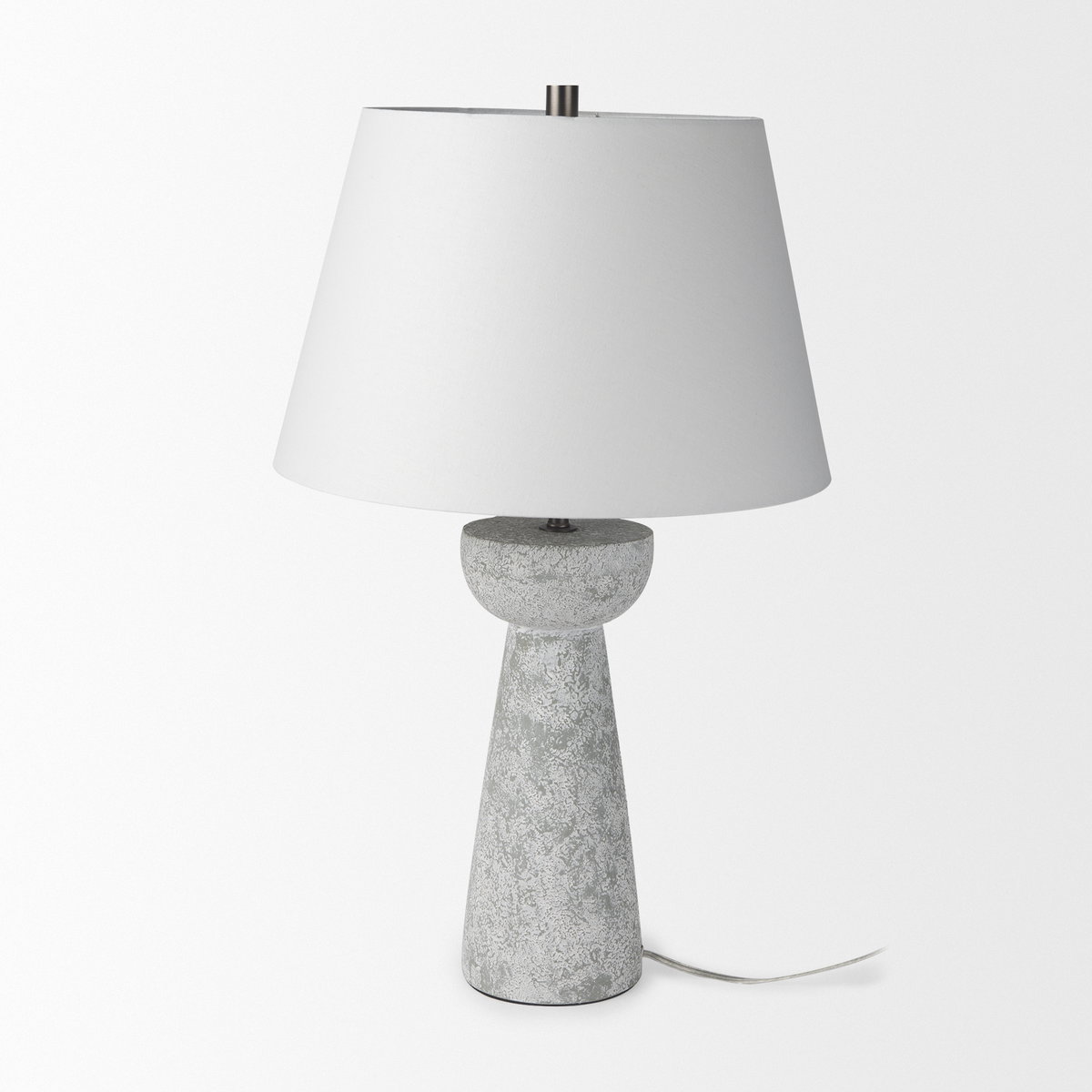 Julia  Gray Antique Painted Cement Table Lamp, by Mercana, 16" length x 16" width x 27" height View 3