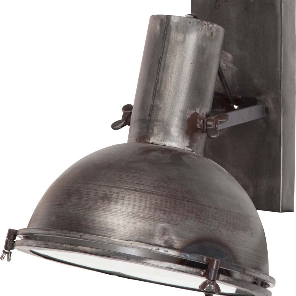 Taza 10.3x12 Gray Metal Dome Shade Wall Sconce, by Mercana, 10.25" length x 12" width x 12" height View 1