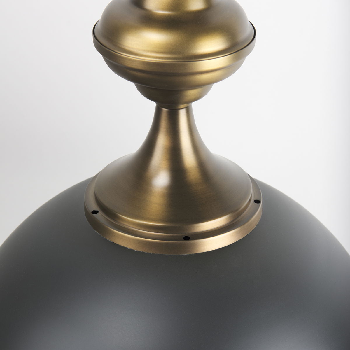 Willson  Black Iron with Antique Brass Dome Pendant Light, by Mercana, 17" length x 17" width x 29" height View 9