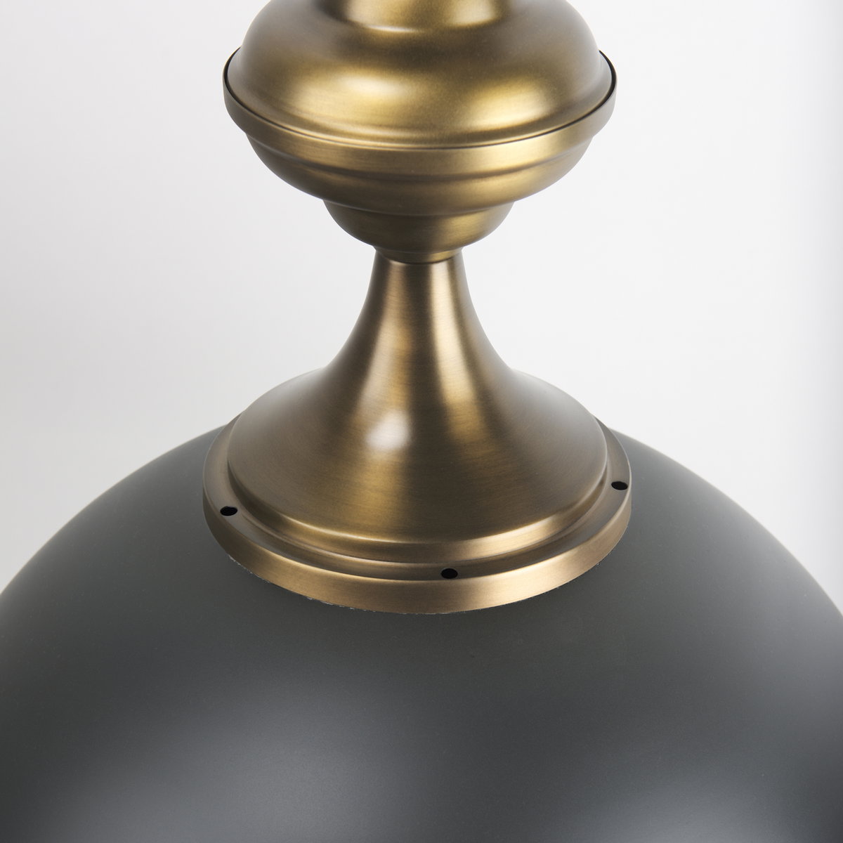 Willson  Black Iron with Antique Brass Dome Pendant Light, by Mercana, 17" length x 17" width x 29" height View 9