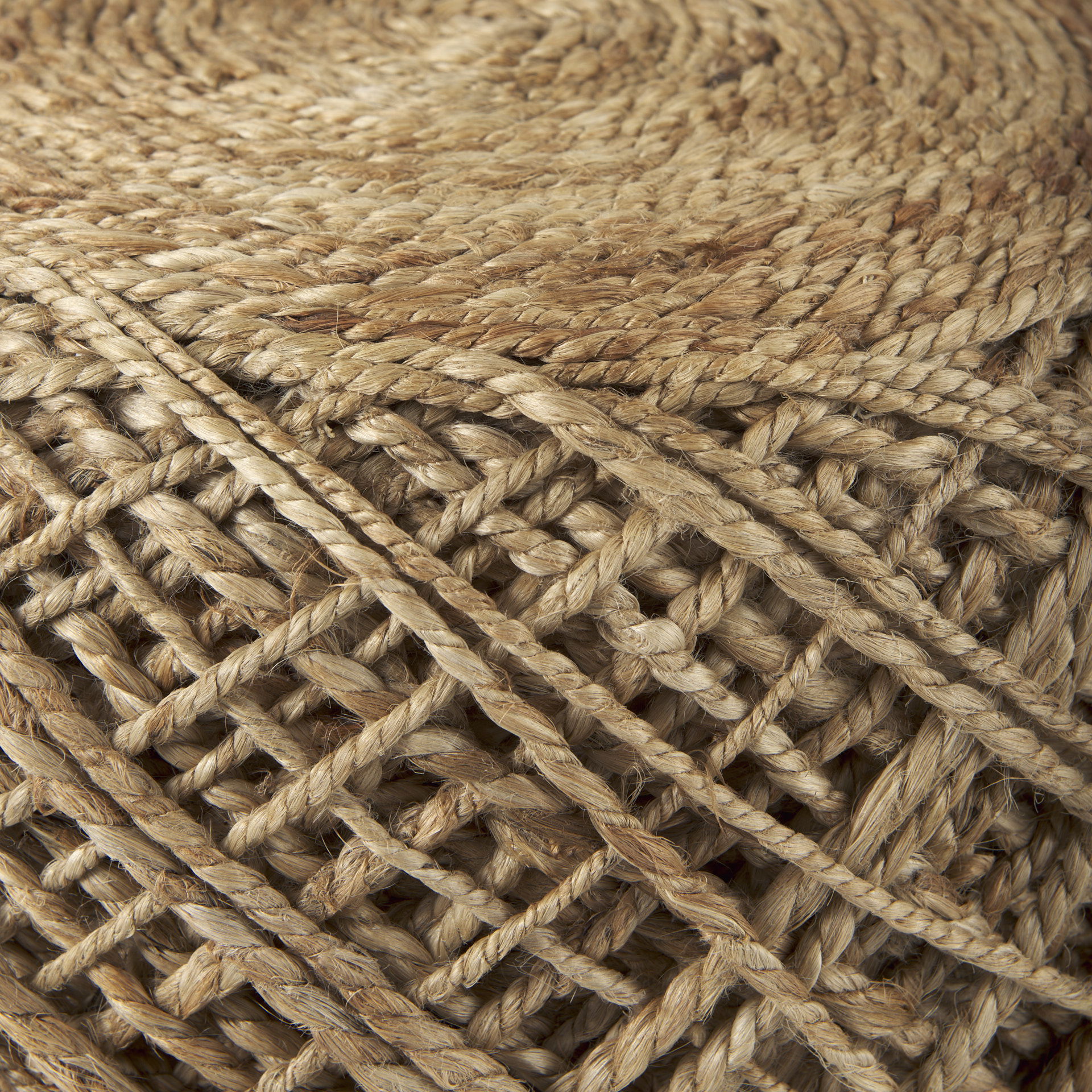 Allium Brown Handwoven Wool Cylindrical Pouf large image 