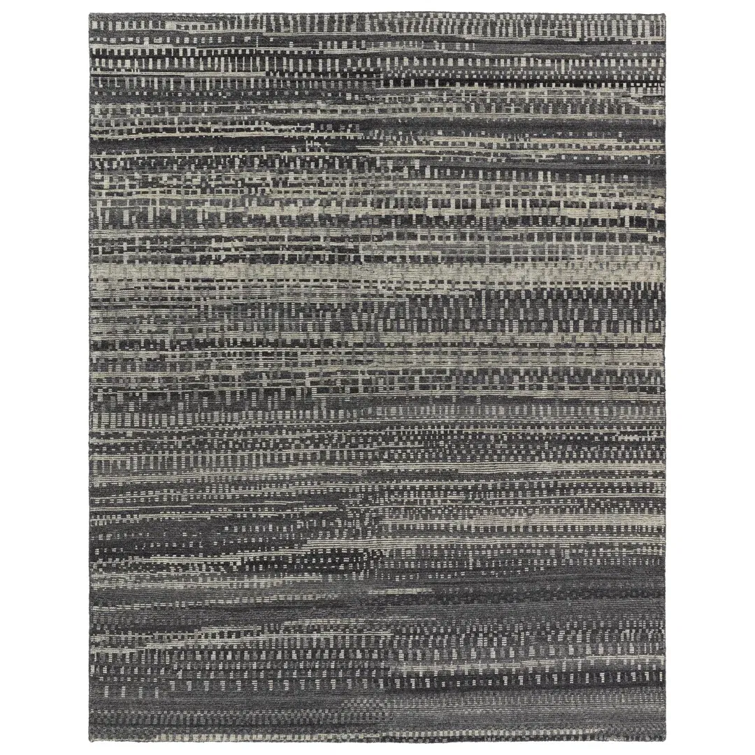 Jaipur Living Jamaal RIZ11 Handknotted Stripes Black and Gray Area Rug (6'x9') large image 