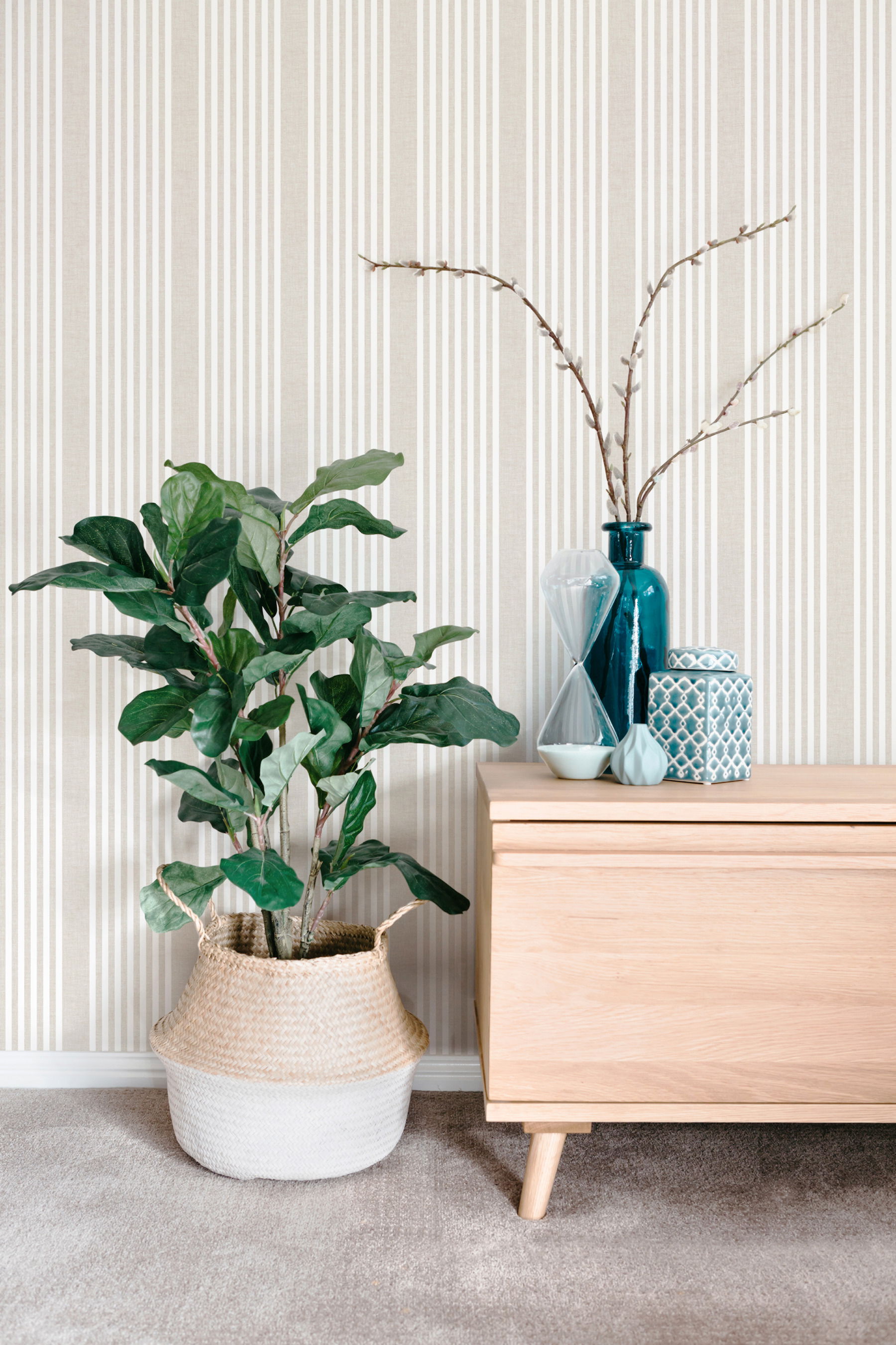 French Linen Stripe Soft Linen Wallpaper large image 