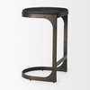 Tyson Backless 28in Seat Bar Stool | Black Leather with Black Metal, Counter & Bar Stool by Mercana, 17.25" length x 17.5" width x 28" height thumbnail 7