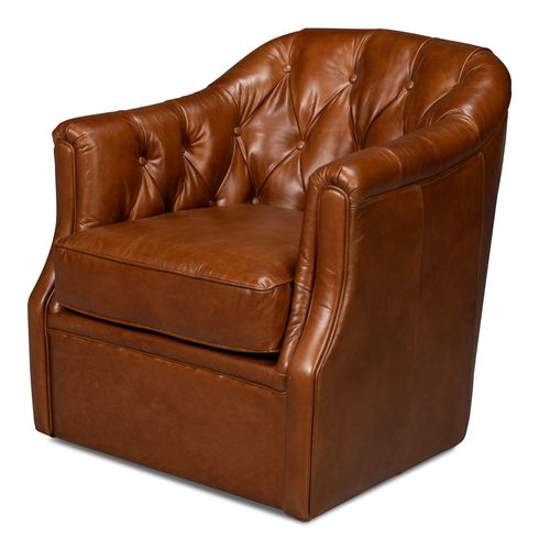 Coolidge Leather Swivel Chair Havana Brn