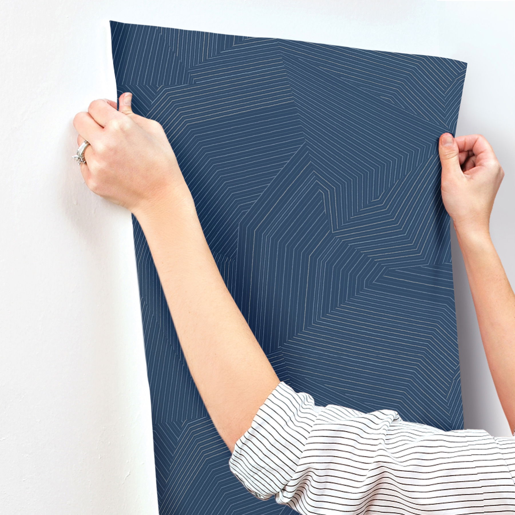 Dotted Maze Navy Wallpaper large image 