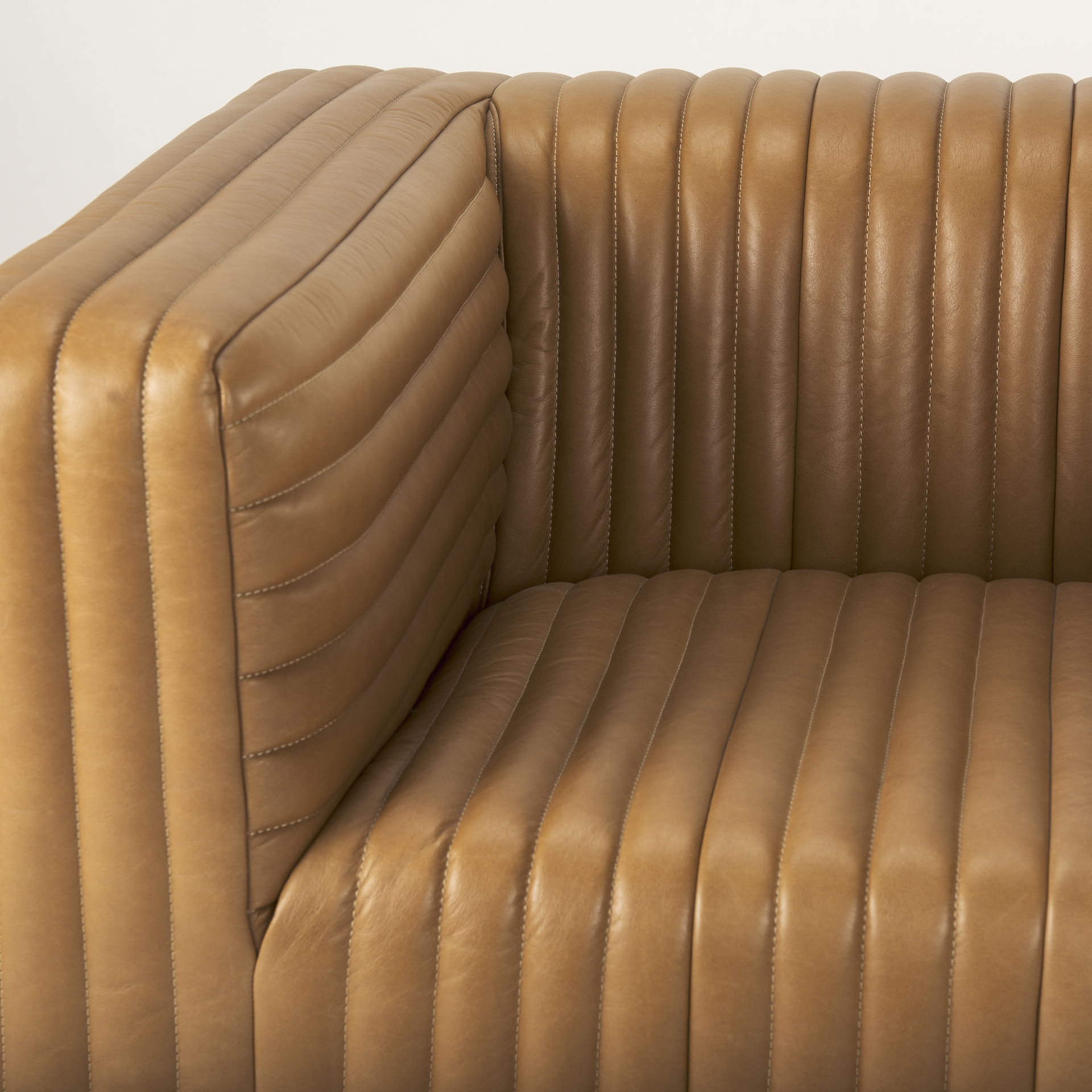 Ricciardo Cognac Leather Upholstered Arm Chair, Accent Chair by Mercana, 45.28" length x 38.19" width x 26.38" height View 8