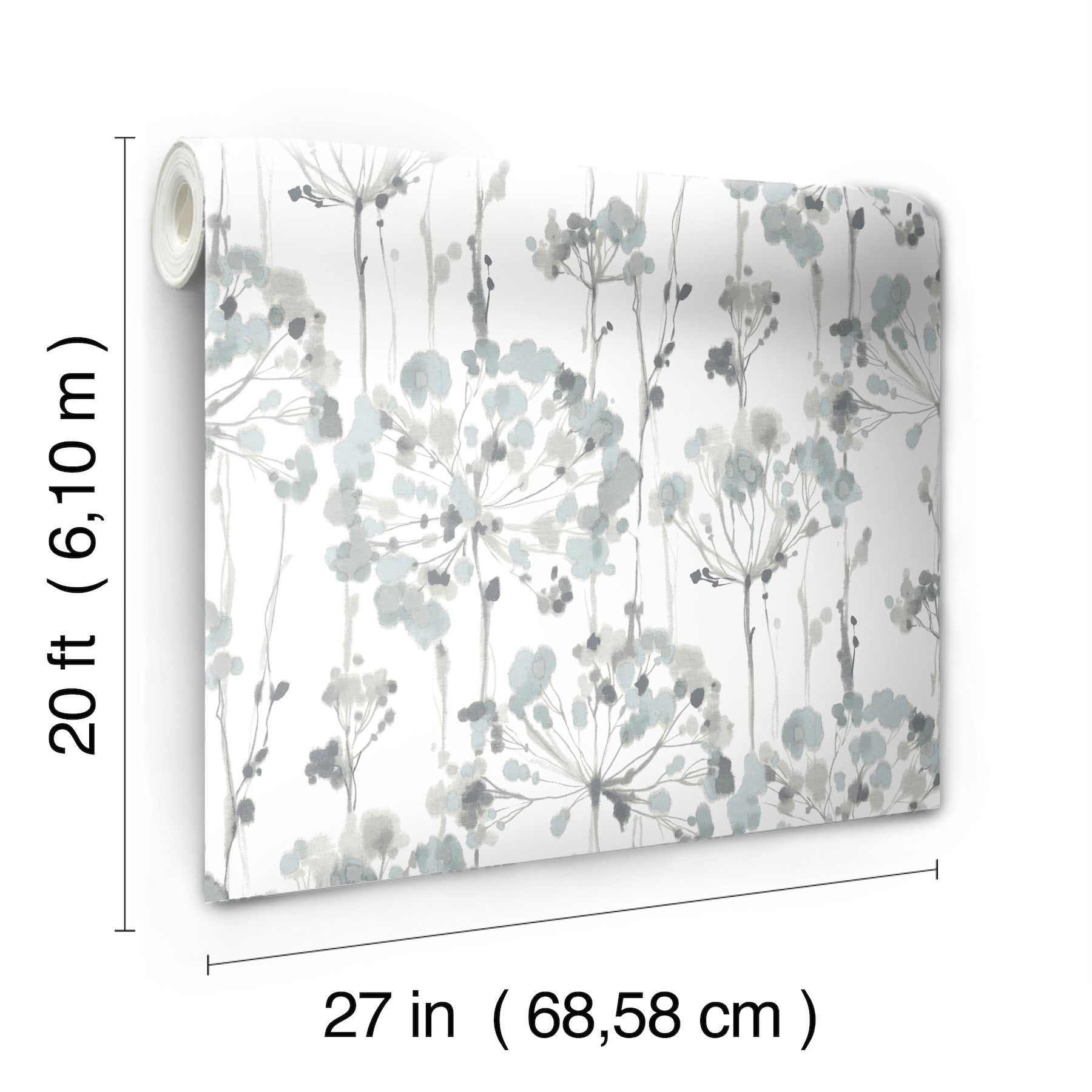 Flourish Sheer Blue & Grey Peel & Stick Wallpaper Flourish Sheer Blue & Grey Peel & Stick Wallpaper large image
