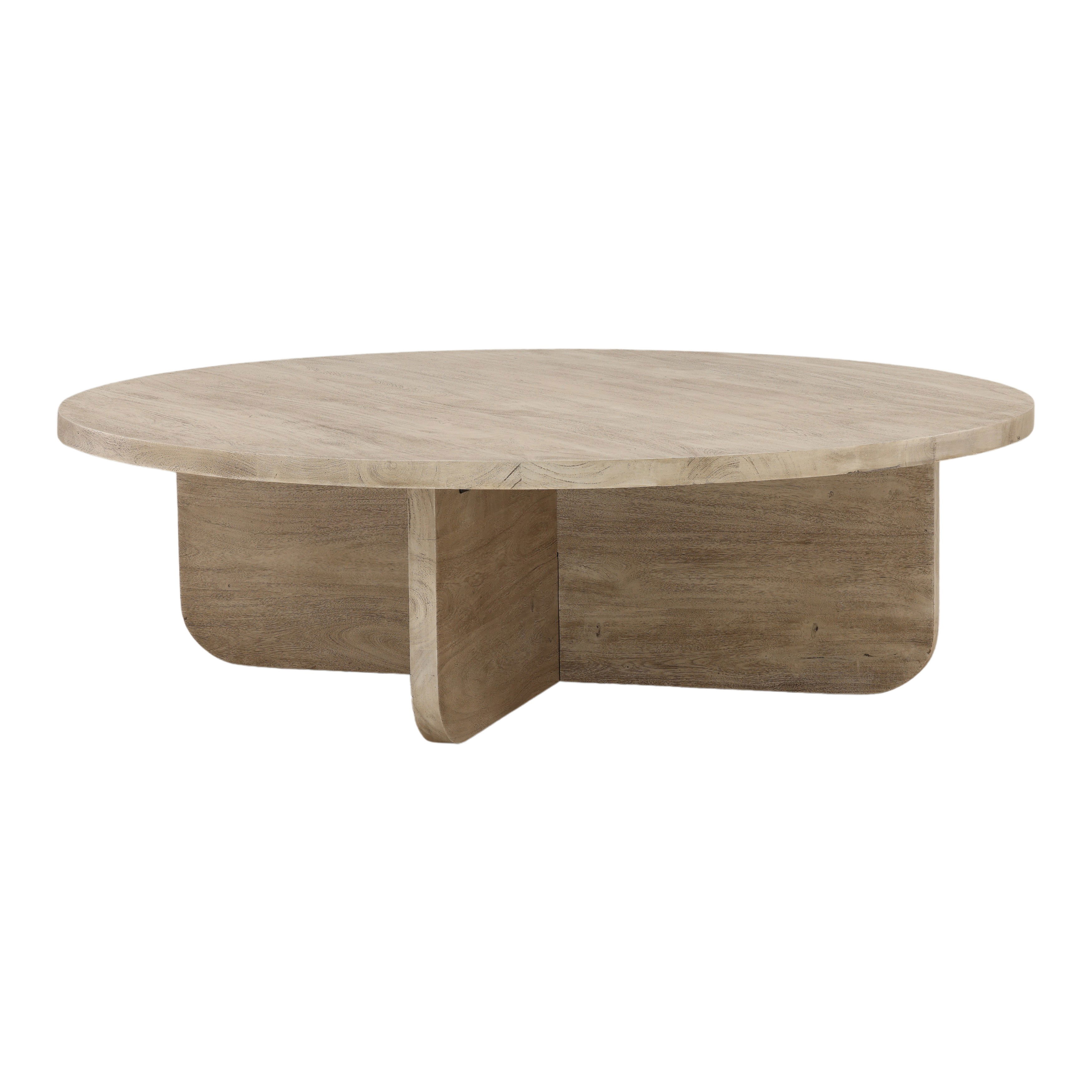 Colby Coffee Table Weathered Natural, by Dovetail, 55" width x 16" height x 55" diameter x 55" depth View 1