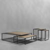 Miles Black Metal with Light Wood Nesting Coffee Table, by Mercana, 48" length x 48" width x 15" height thumbnail 2