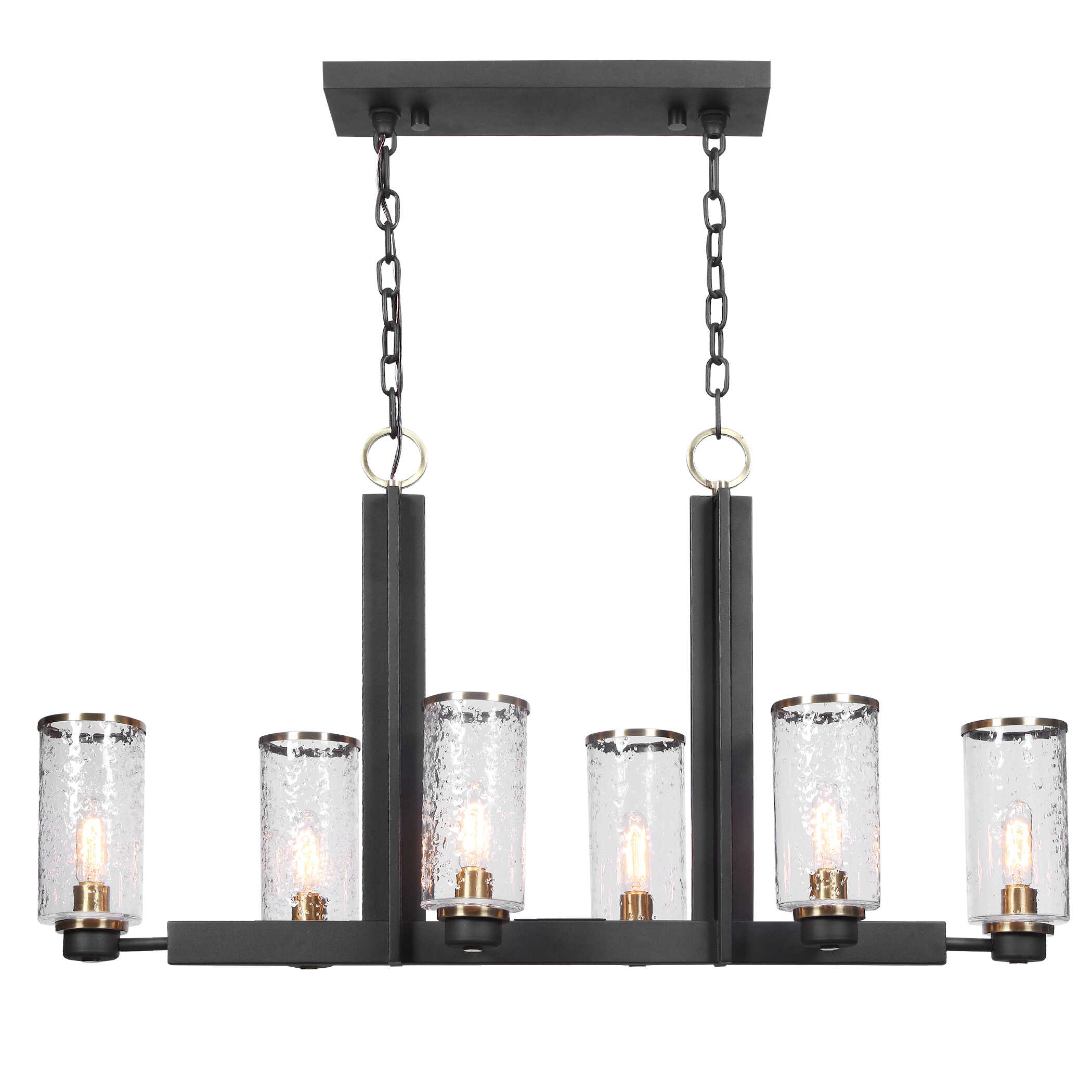 Jarsdel 6 Light Industrial Island Light, Ceiling Light by Uttermost, 44.5" width x 25" height x 11.5" depth View 1