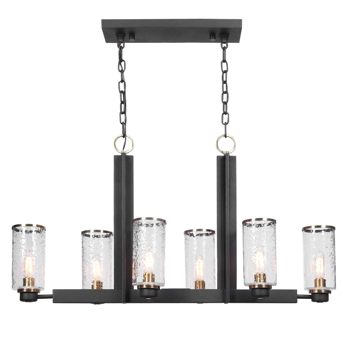 Jarsdel 6 Light Industrial Island Light, Pendant by Uttermost, 44.5" width x 25" height x 11.5" depth View 1