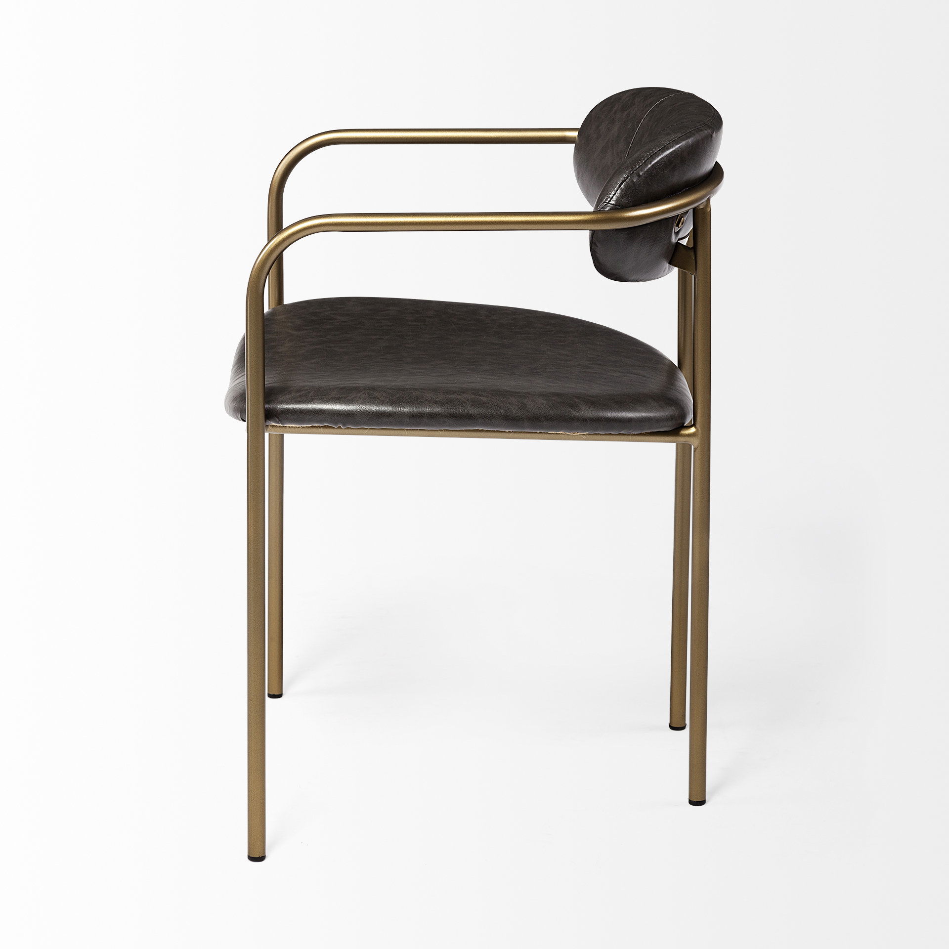 Parker Brown Faux Leather Seat Gold Metal Dining Chair large image 