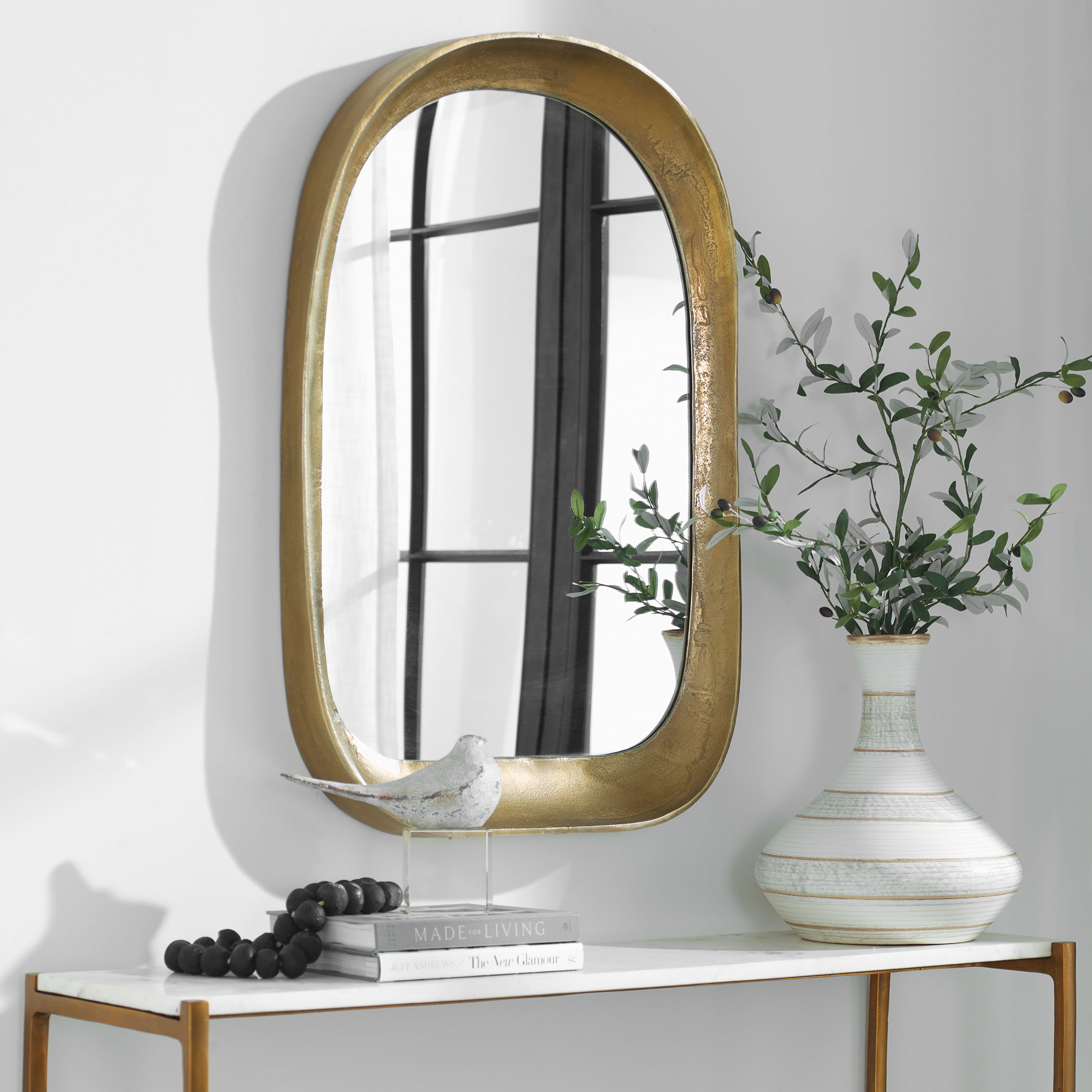 Bradano Brass Arch Mirror large image 