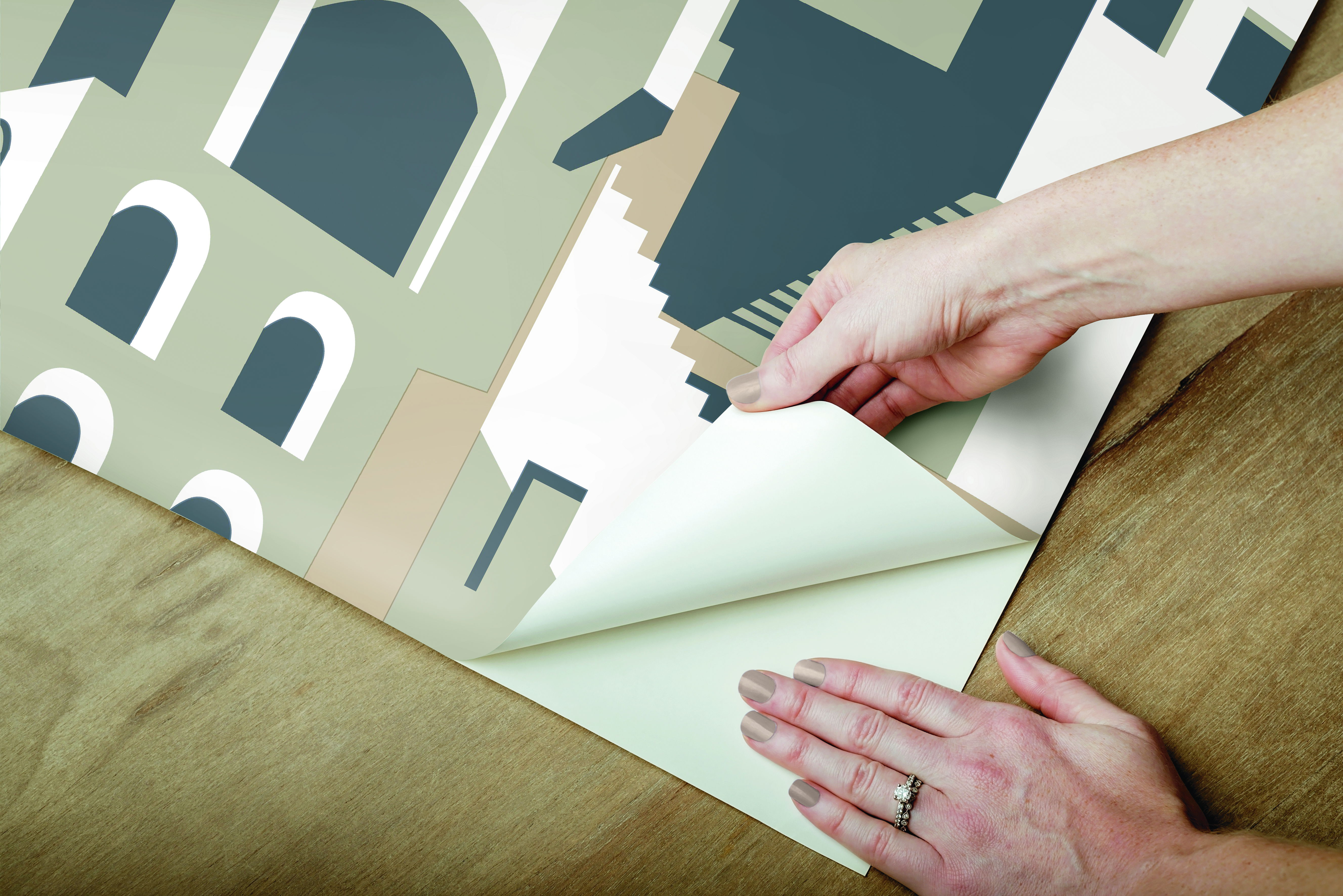 Architectural over Architectural Beige & Grey Peel & Stick Wallpaper large image 