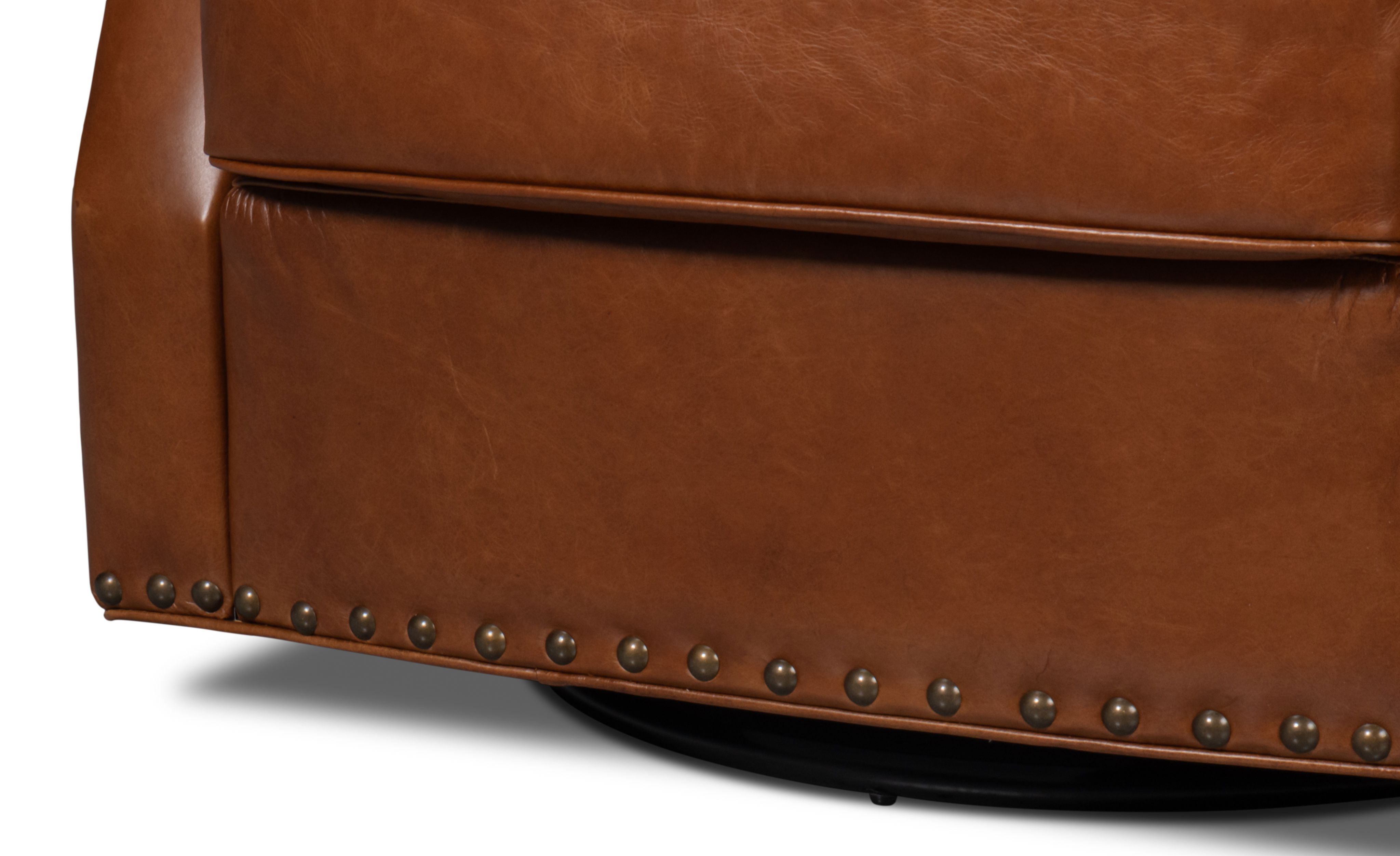 Taft Leather Swivel Chair, Havana Brown large image 