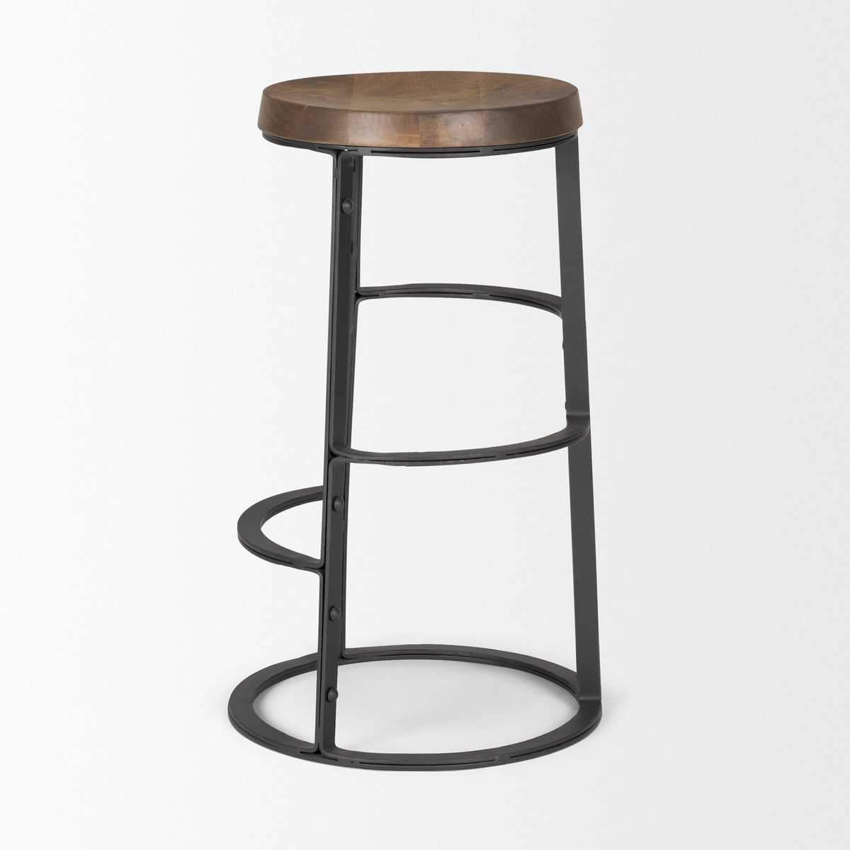 Neo 26.3' Seat Height Brown Wood Seat Black Metal Frame Stool, Counter & Bar Stool by Mercana, 15.75" length x 15.75" width x 26.25" height View 5