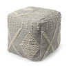 Brinket Gray/Cream Polyester Handwoven Square Pouf, Ottoman by Mercana, 17.72" length x 17.72" width x 17.72" height thumbnail 1