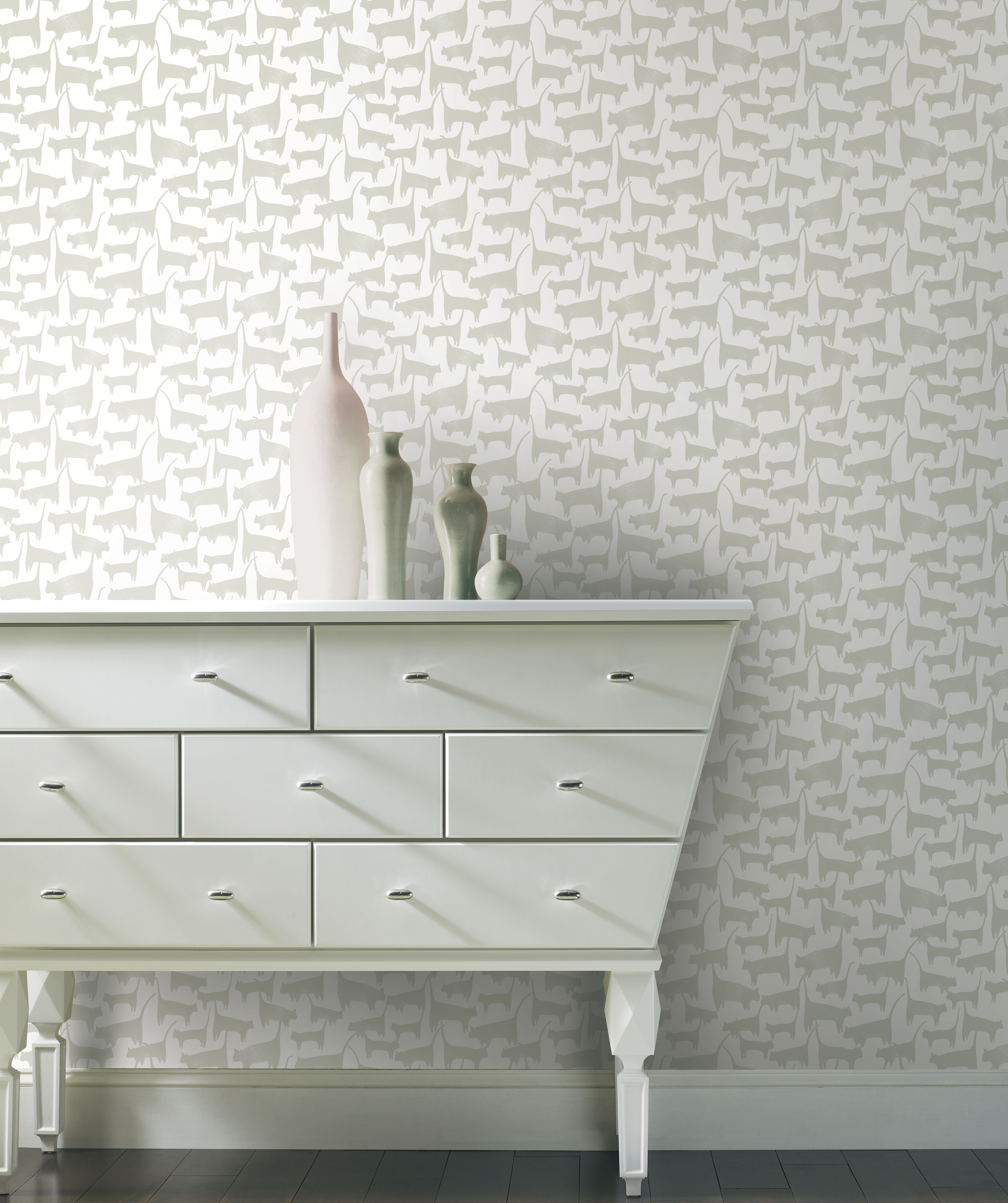 Cat Tails Beige Peel & Stick Wallpaper large image 