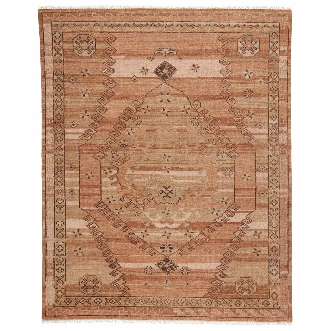 Jaipur Living Ziba JIN01 Handknotted Medallion Blush and Beige Runner Rug (3'x10') large image 