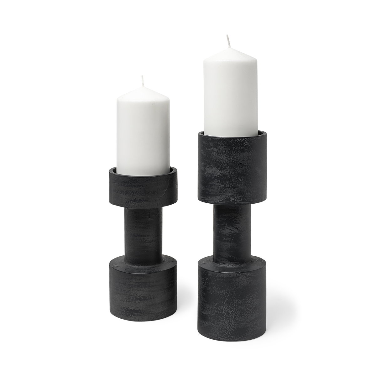 Bolton I  Black Metal Table Candle Holders, Candles & Candle Holder by Mercana, 3.94" length x 3.94" width x 10.63" height View 1