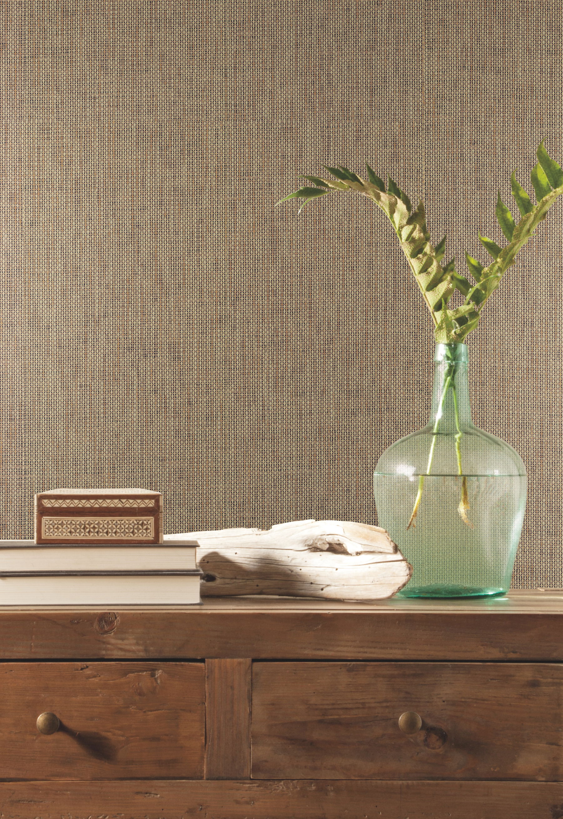 Woven Crosshatch Ramie Grasscloth Beige Wallpaper, by York Wall, 24' length x 3' width x 0.02" depth View 2