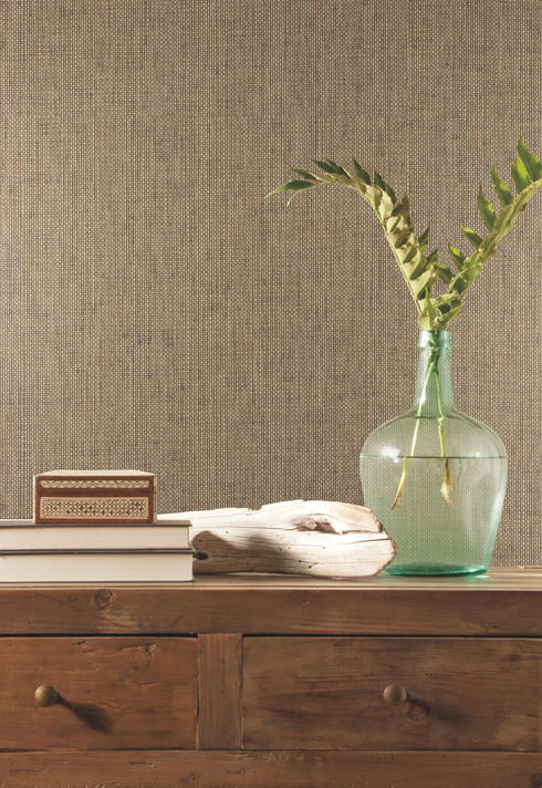 Woven Crosshatch Ramie Grasscloth Beige Wallpaper