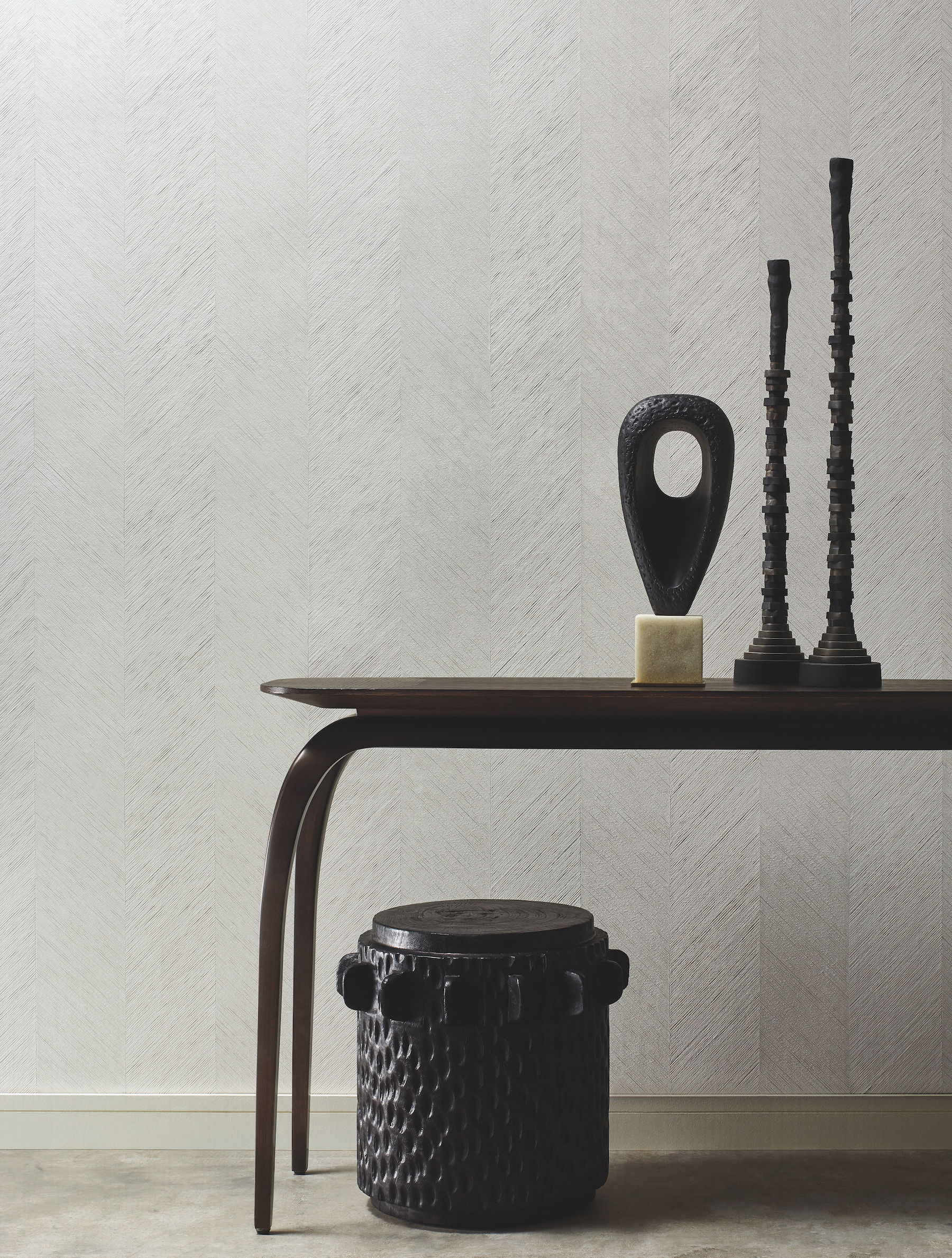 Chevron Grey Metallic Wallpaper large image 