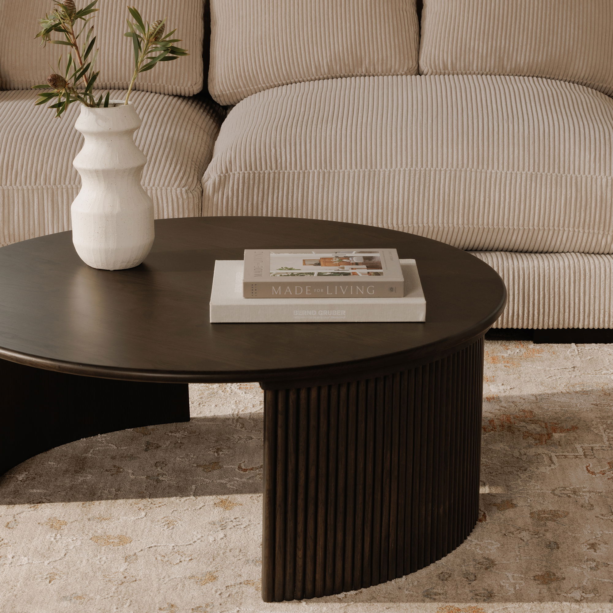 Penny Large Coffee Table Dark Brown, by Moe's Home, 39" width x 15.75" height x 39" depth View 10