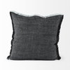 Malia 20x20 Black and Teal Fabric Fringed Pillow Cover, Decorative Pillow by Mercana, 20" length x 20" width x 0.2" height thumbnail 2