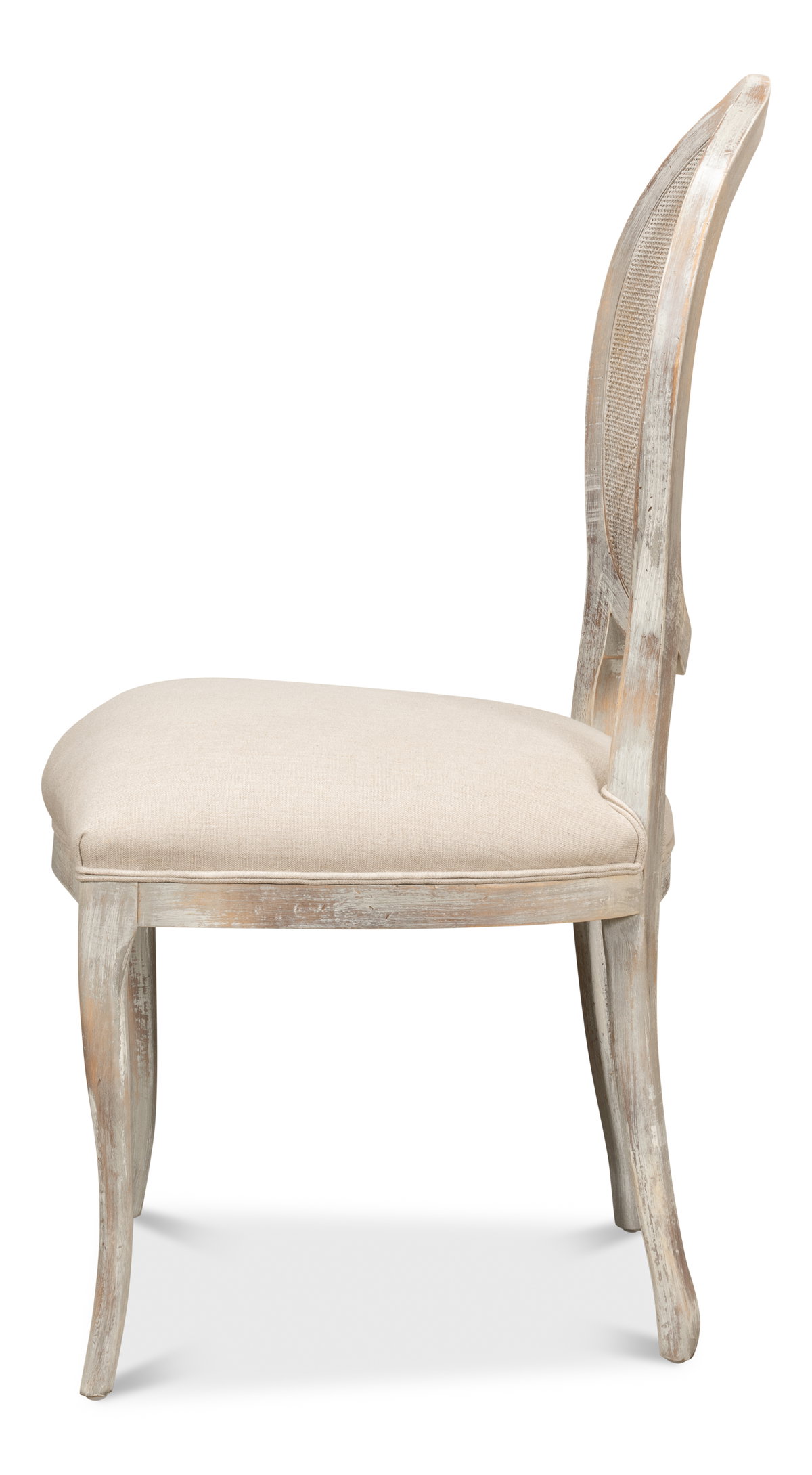 Oval Cane Back S/Chair  Grey Oak  Flax, by Sarreid, 2' length x 1'9" width x 3'5" height View 9