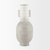 Torres Tall Textured Off White with Gold Metal Vase, by Mercana, 6.3" length x 6.3" width x 15.75" height thumbnail 3