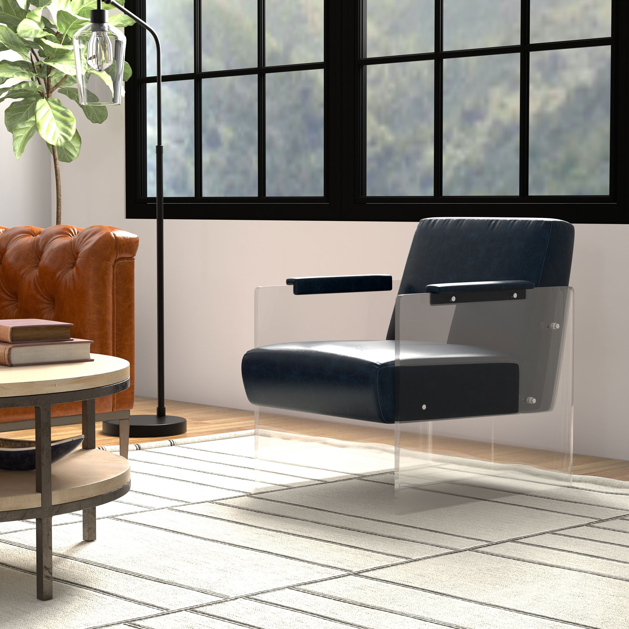 Holloway Armchair, Chateau Blue, Seating by Sarreid, 24" length x 32" width x 31" height View 14