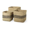 Cullen 15.7L x 15.7W x 15.7H (Set of 3) Grey Twisted Seagrass Square Basket, Bins & Basket by Mercana, 18.5" length x 13.39" width x 14.57" height thumbnail 1