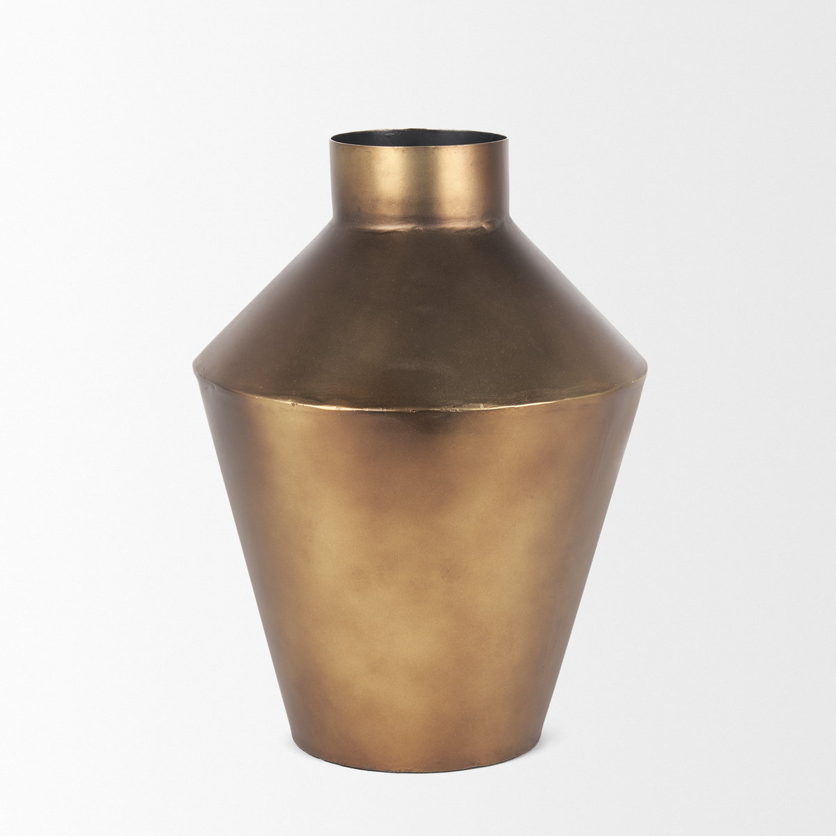 Perrin Small Brushed Gold Metal Decorative Vase, by Mercana, 8.5" length x 8.5" width x 12" height View 6