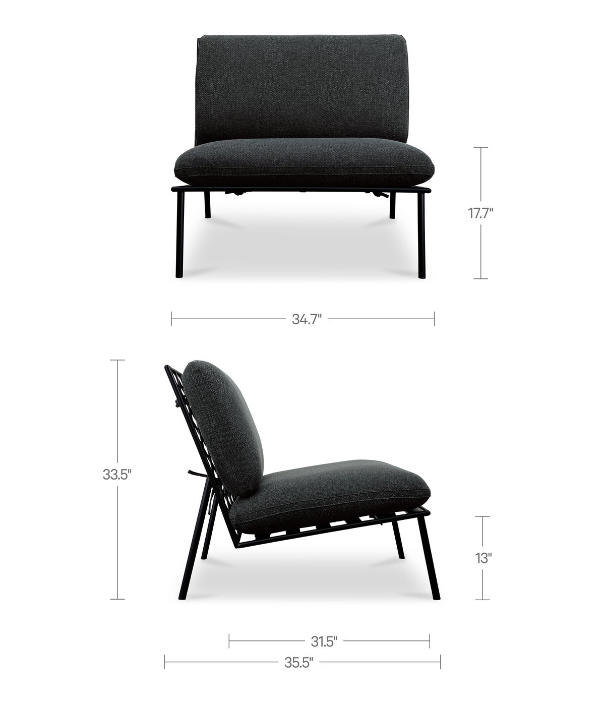 Salma Outdoor Accent Chair Speckled Charcoal, Outdoor Chair by Moe's Home, 2'10.7" width x 2'9.5" height x 2'11.5" depth View 9