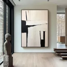 Online Designer Bedroom Beige Black Texture Painting on Canvas Wabi Sabi Wall Art Beige Minimalist Wall Art handmade gift Black Texture Art Neutral Wall Art Framed