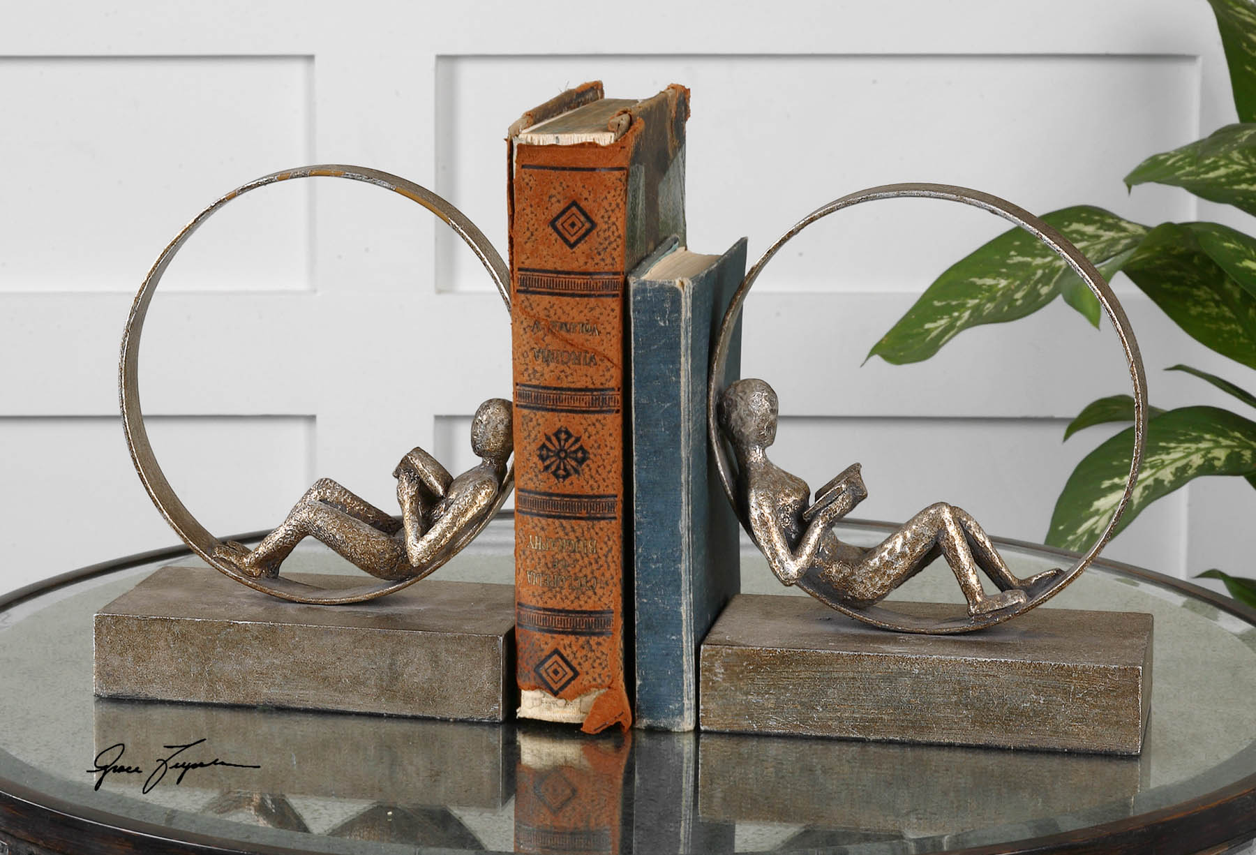 Lounging Reader Antique Bookends Set/2 large image 