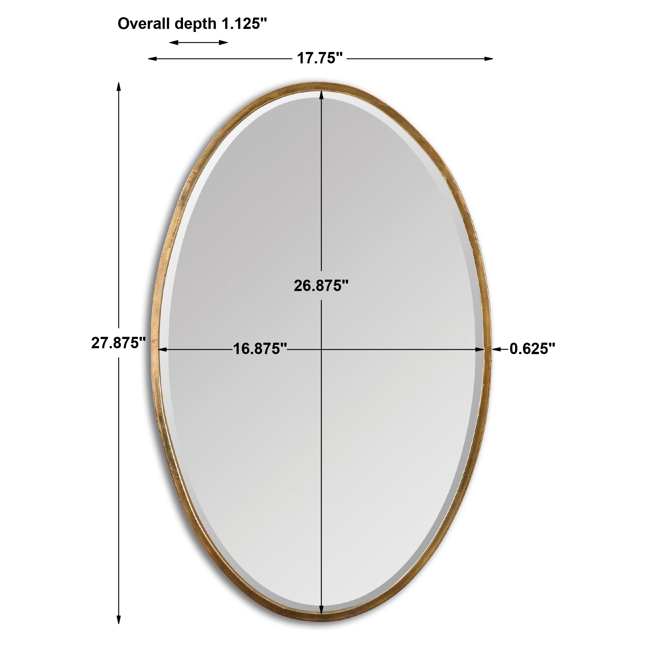 Herleva Gold Oval Mirror, by Uttermost, 17.75" width x 27.87" height x 1.12" depth View 3