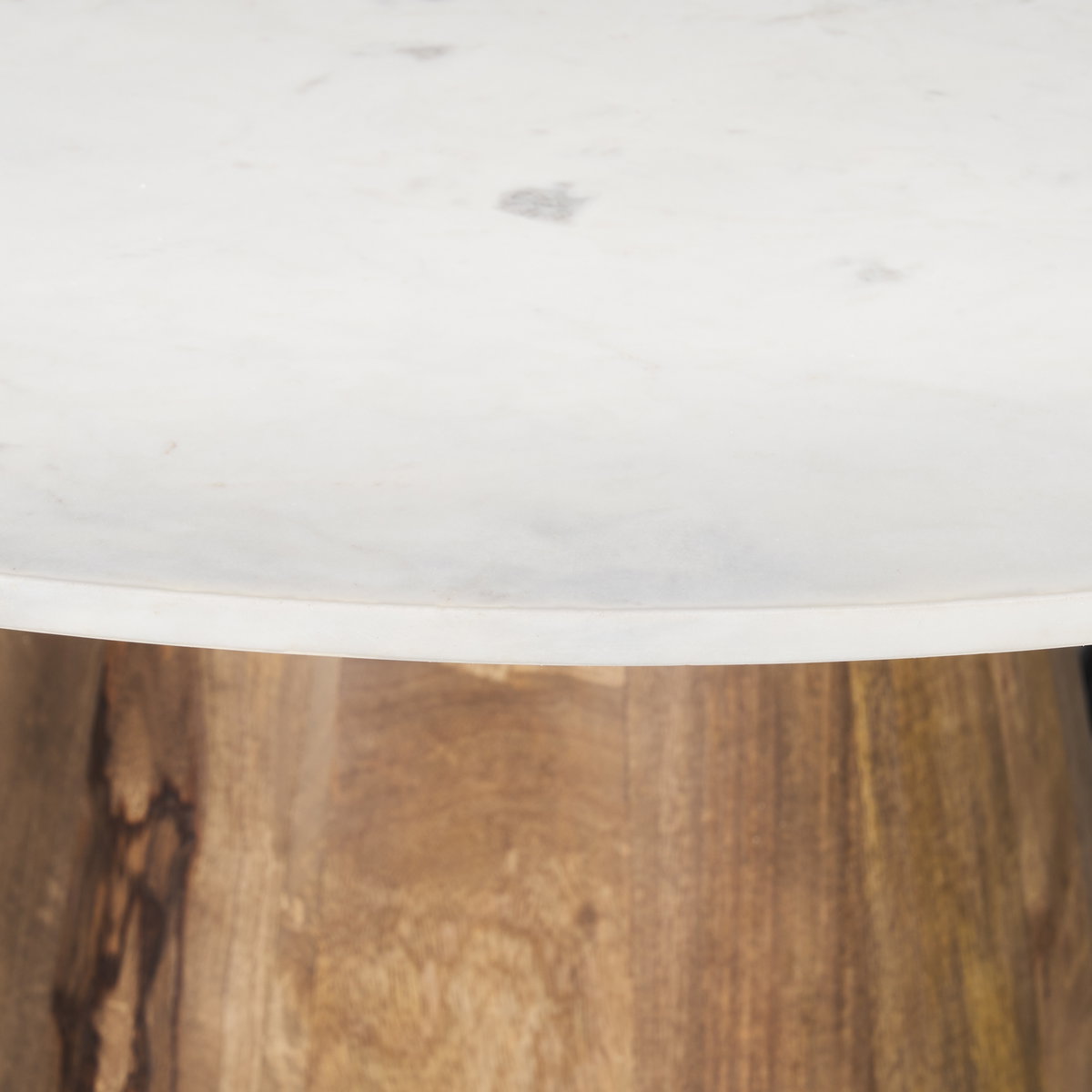 Allyson 42' Round Pedestal Dining Table | Banswara White Marble & Brown Wood | Seats 4, by Mercana, 42" length x 42" width x 30" height View 9