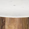 Allyson 42' Round Pedestal Dining Table | Banswara White Marble & Brown Wood | Seats 4, by Mercana, 42" length x 42" width x 30" height thumbnail 9