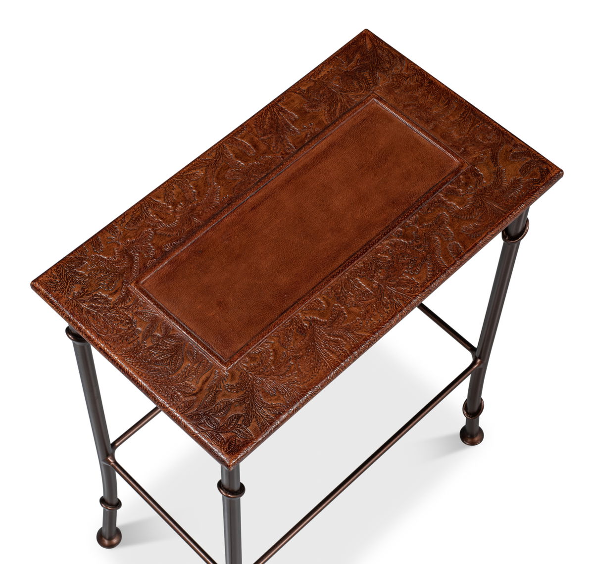 Kew Gardens Leather Nesting Tables, by Sarreid, 1'2" length x 1'11" width x 2'1" height View 13