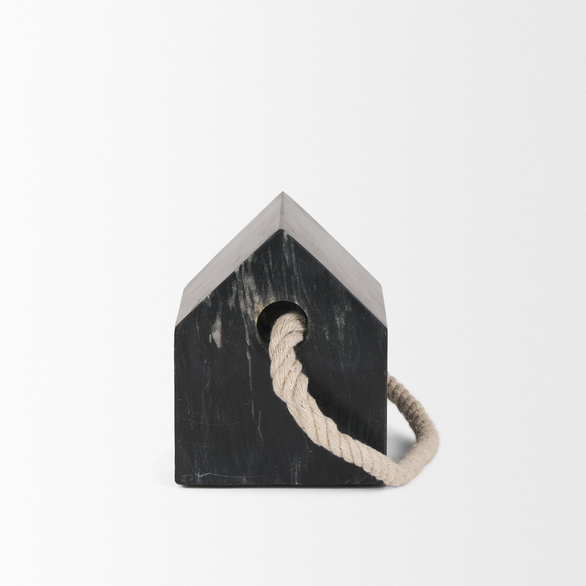 Raena Black Marble House Door Stopper, Decorative Object by Mercana, 4" length x 4" width x 4.75" height View 6