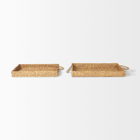 Hona Set of 2 Large Recatangular Nesting Water Hyacinth Trays
