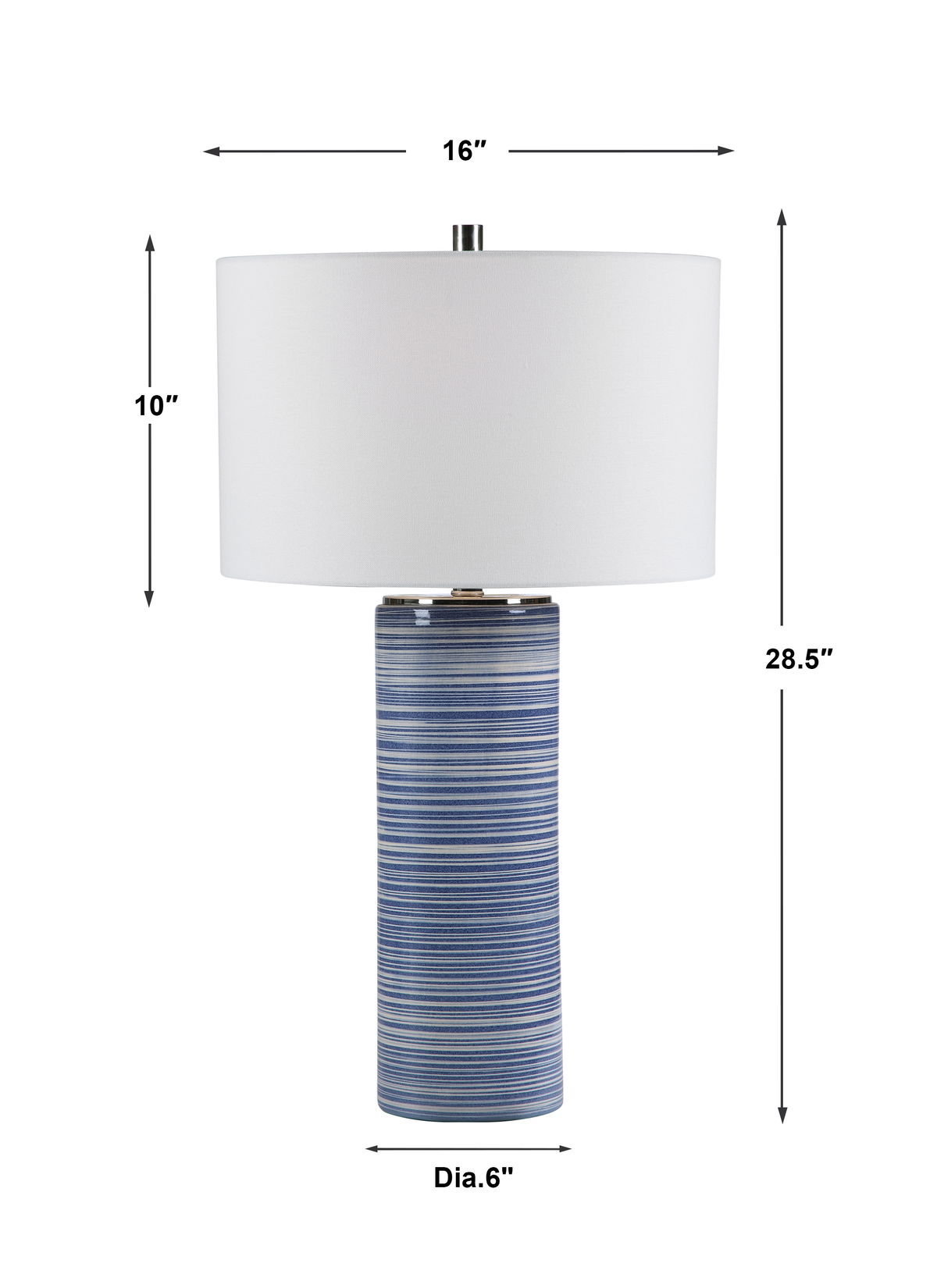 Montauk Striped Table Lamp, by Uttermost, 16" width x 28.5" height x 16" depth View 3