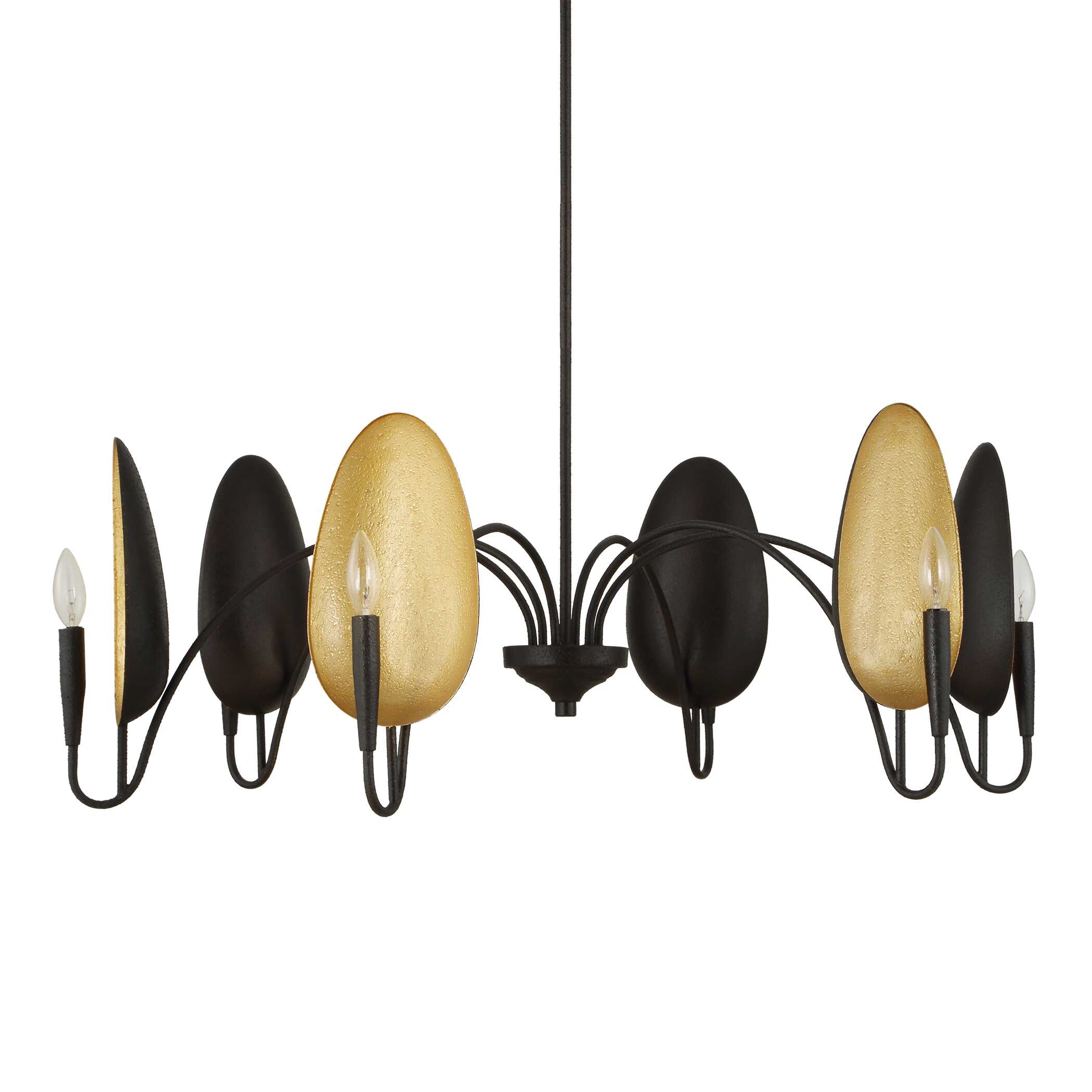 Warwick 6 Light Matte Black Chandelier, Ceiling Light by Uttermost, 19" height x 41.5" diameter View 4