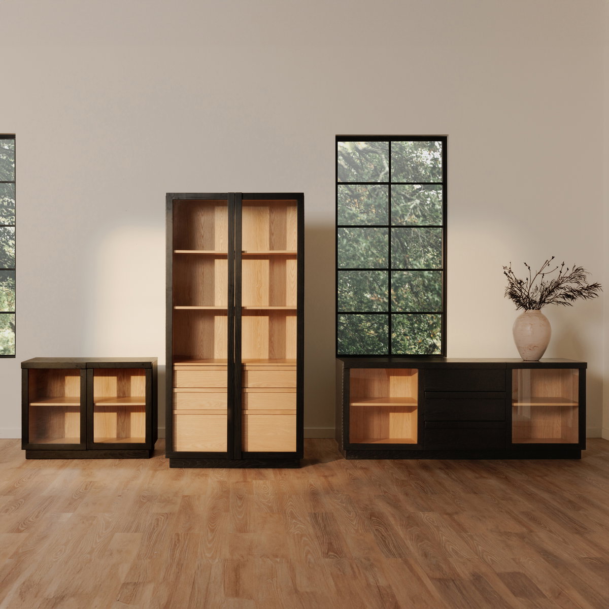 Charlotte Tall Cabinet Black, Cabinets & Sideboard by Moe's Home, 40" width x 80" height x 18.85" depth View 17