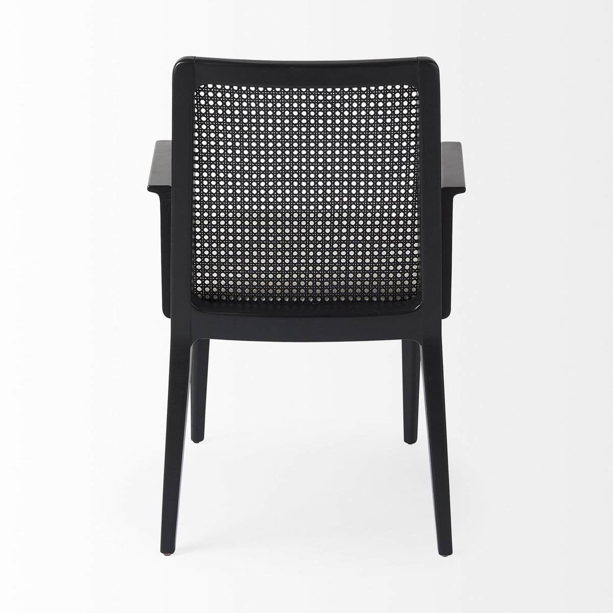 Clara Cane Back Dining Arm Chair | Cream Fabric with Black Wood, Dining Chair by Mercana, 22.5" length x 23.5" width x 33.75" height View 8