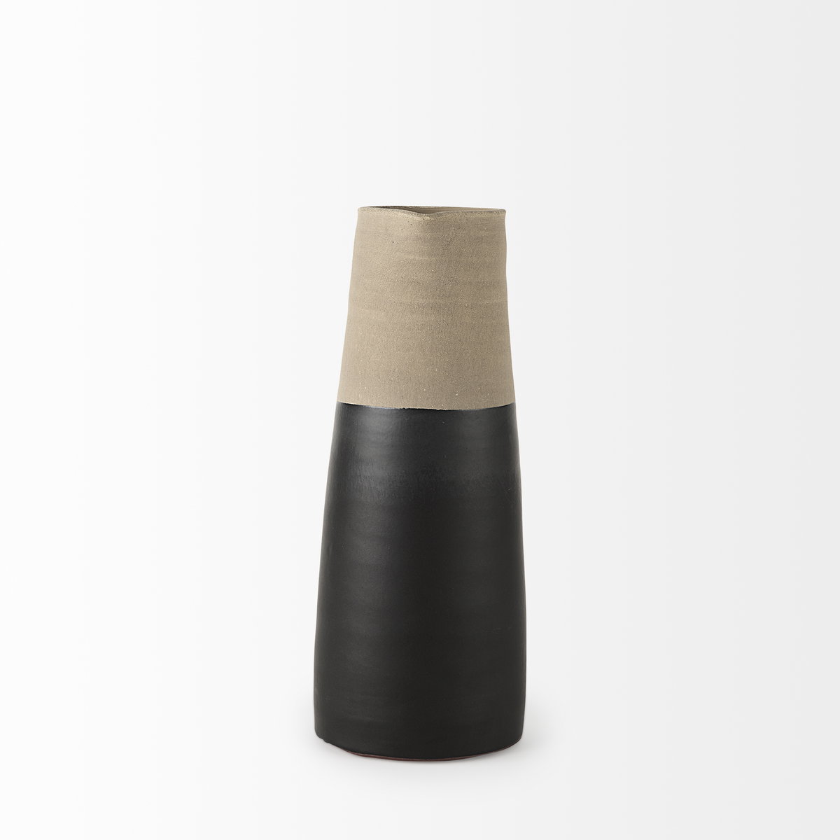 Garand Medium 15H Two-Toned Black/Natural Ceramic Jug, Decorative Jar by Mercana, 7.48" length x 5.12" width x 13.58" height View 6