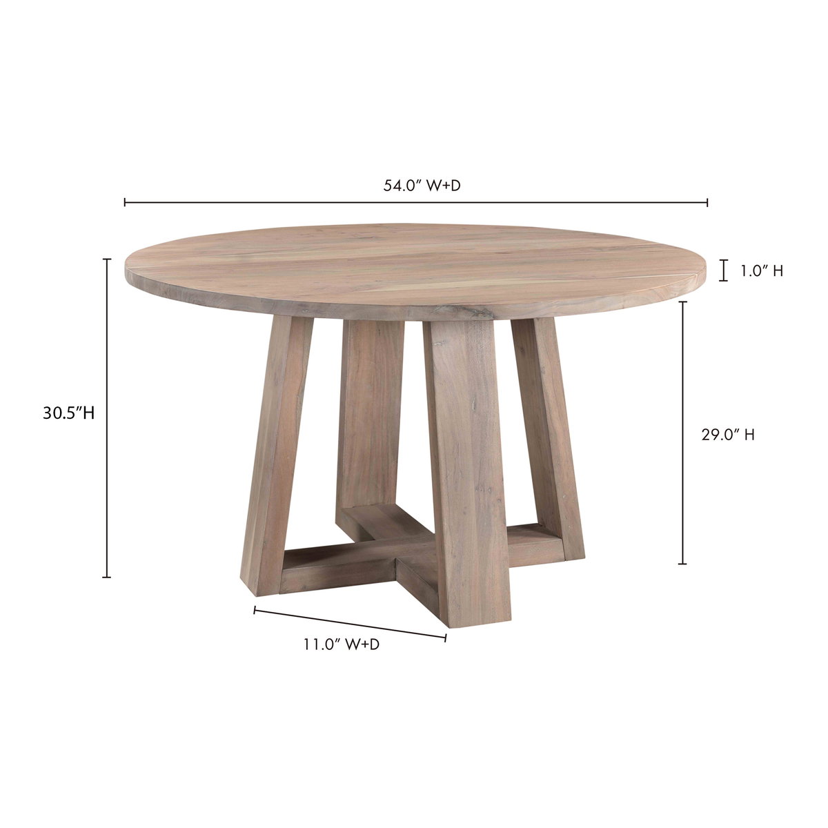 Tanya Dining Table Light Grey, by Moe's Home, 54" width x 30.5" height x 54" depth View 7